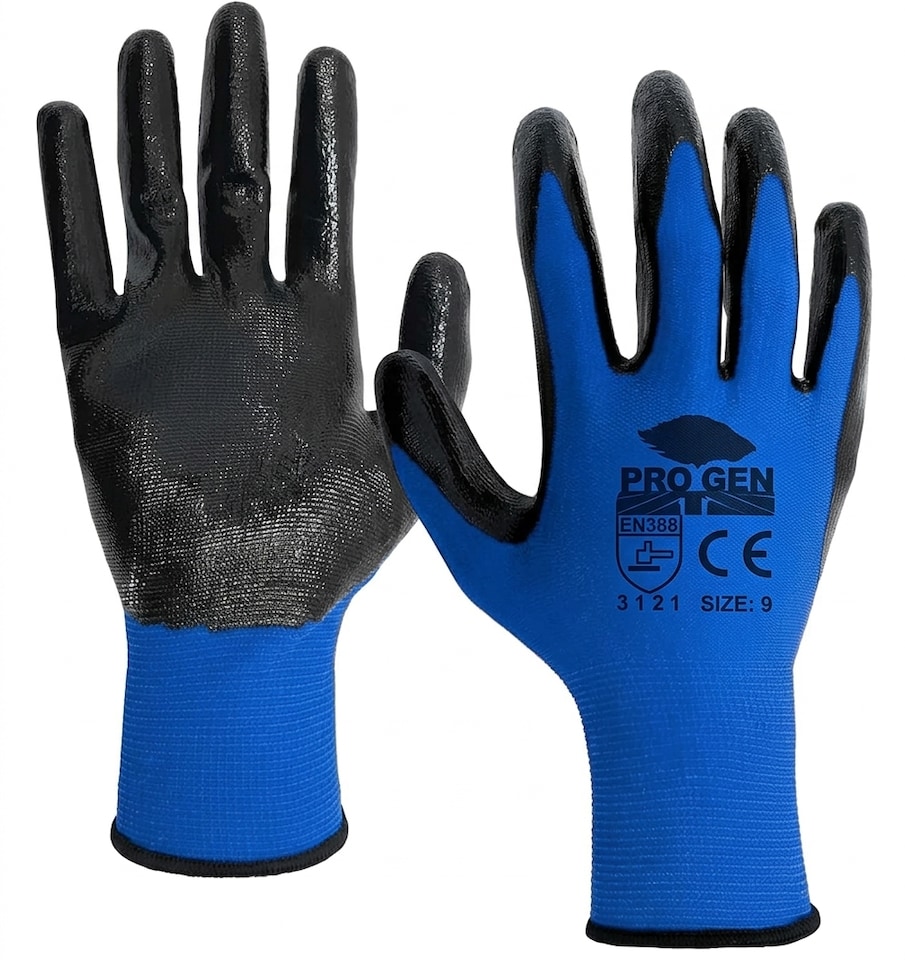 image 1 of 12 Pair Nitrile Coated Work Breathable Safety Gloves for DIY and Gardening