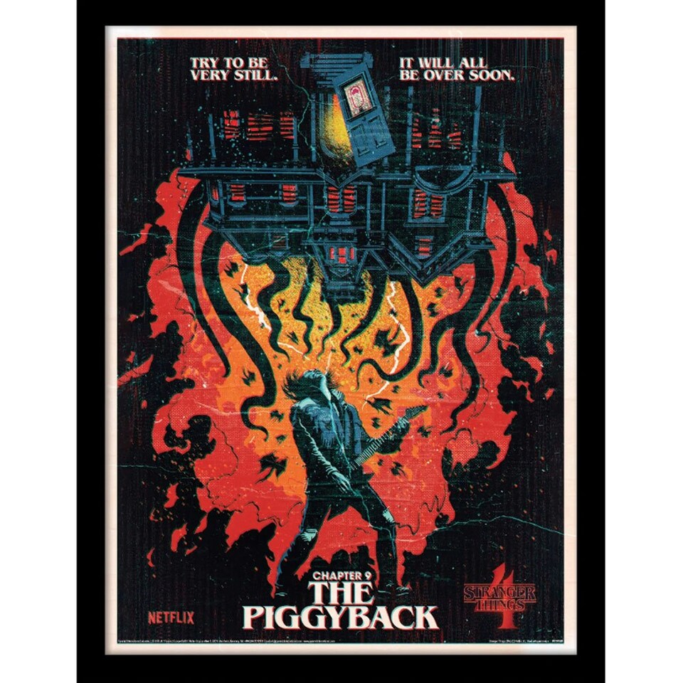 Stranger Things The Piggyback Framed Poster - Red/Black - One Size