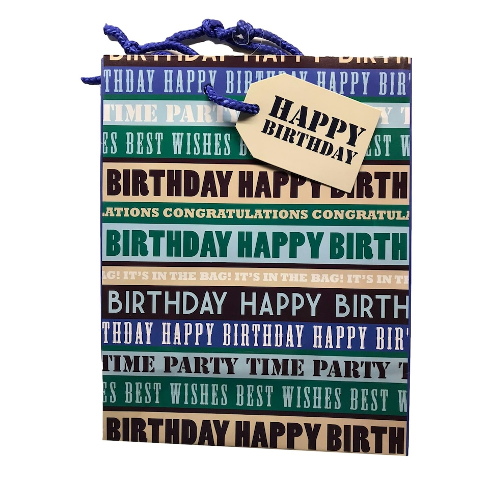 image 1 of Text Design Medium Birthday Gift Bag