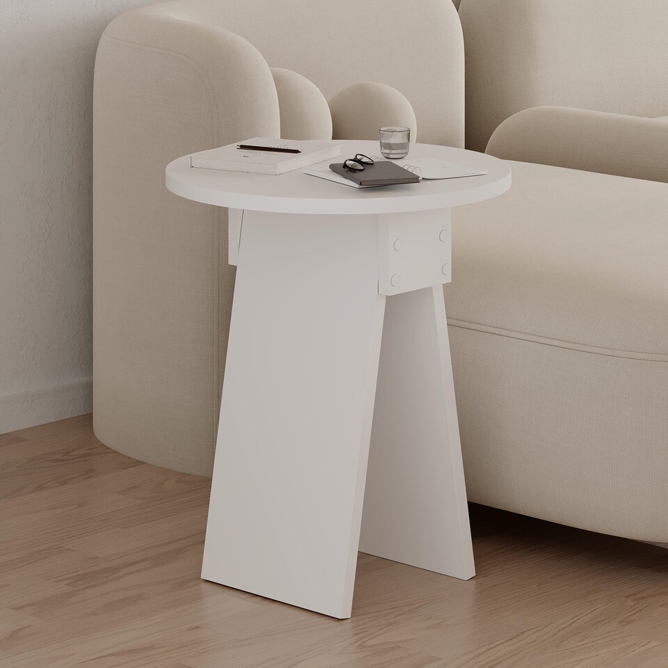 image 1 of Decortie Chen Round Side Table 42x50cm White