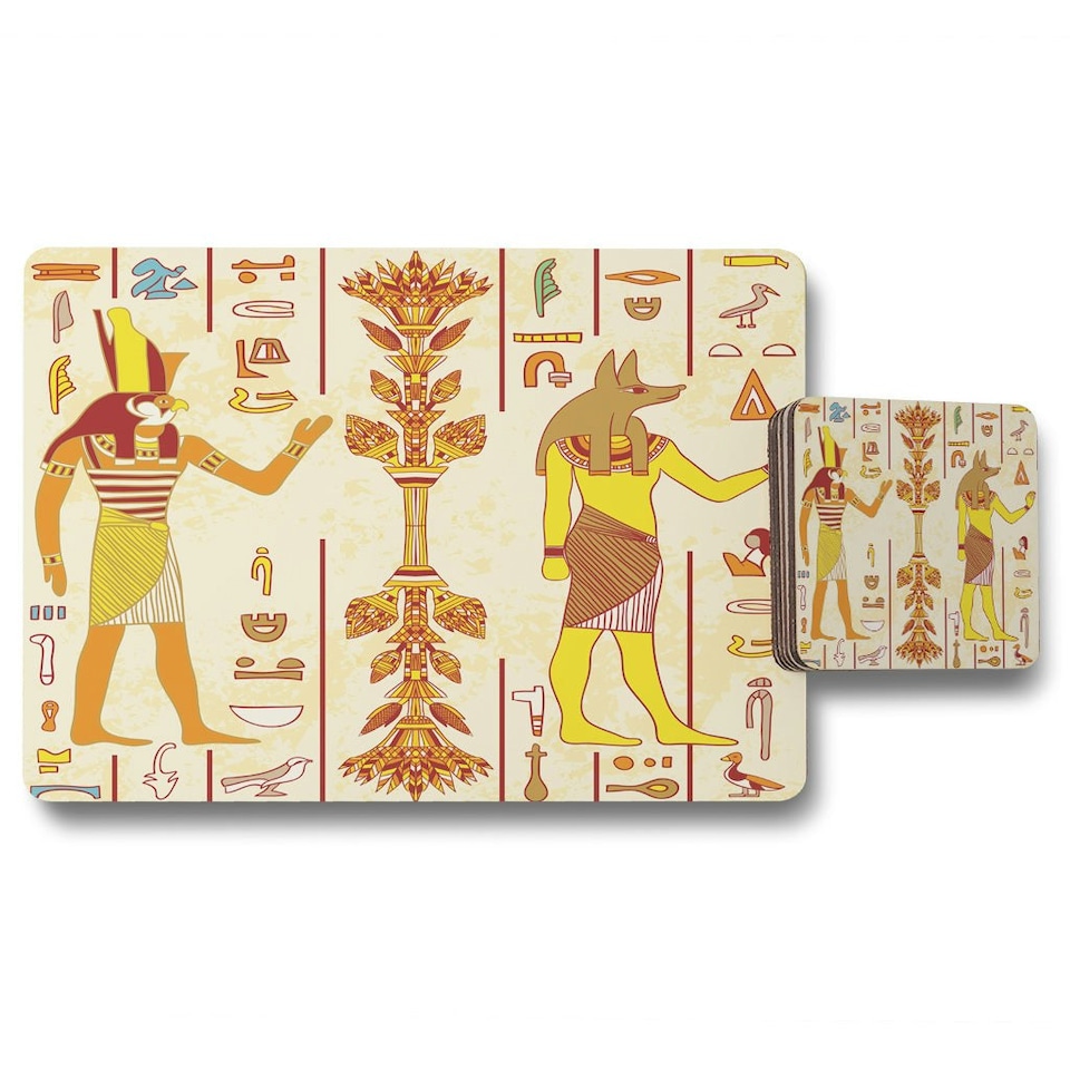 Egyptian Gods & Ancient Egyptian Hieroglyphs (Placemat & Coaster Set)