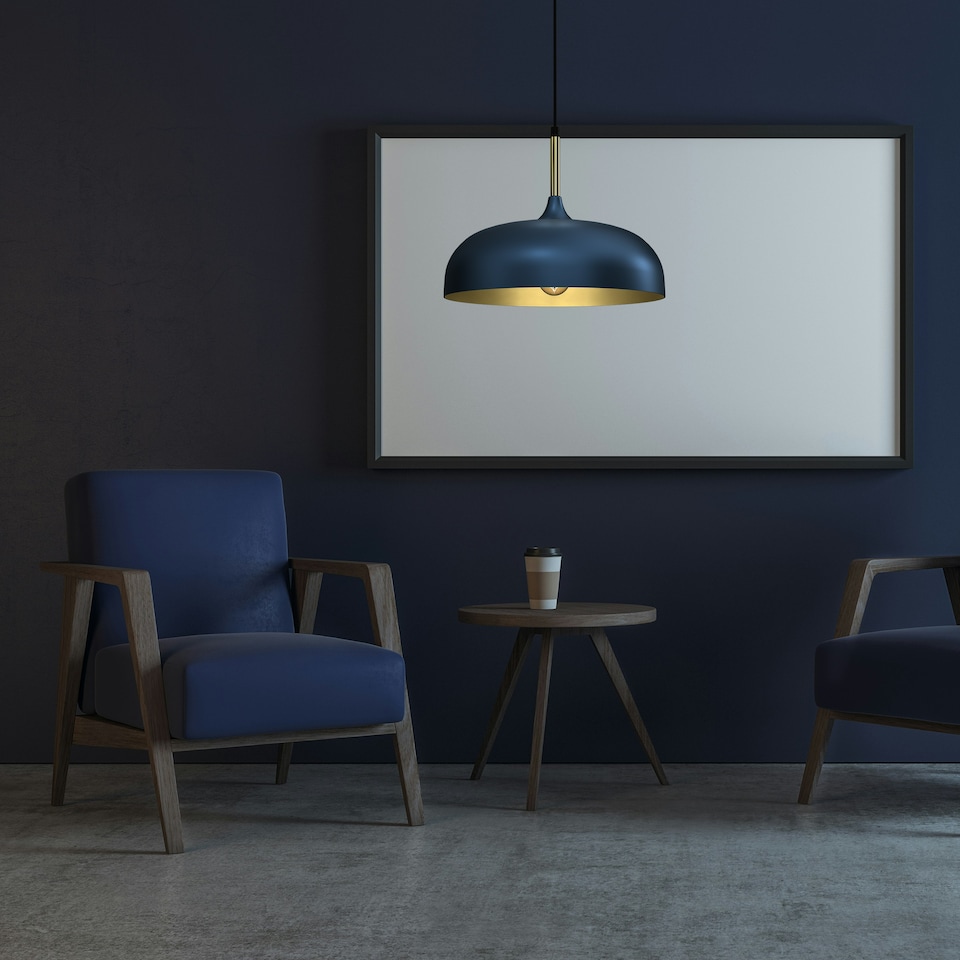 image 1 of Milagro Pendant Lamp Lincoln Blue/Gold 1XE27 35cm