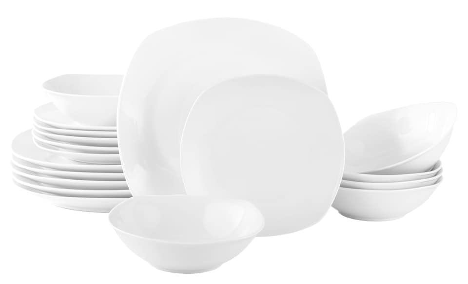 image 1 of 18pc Everyday Square White Dinner Set