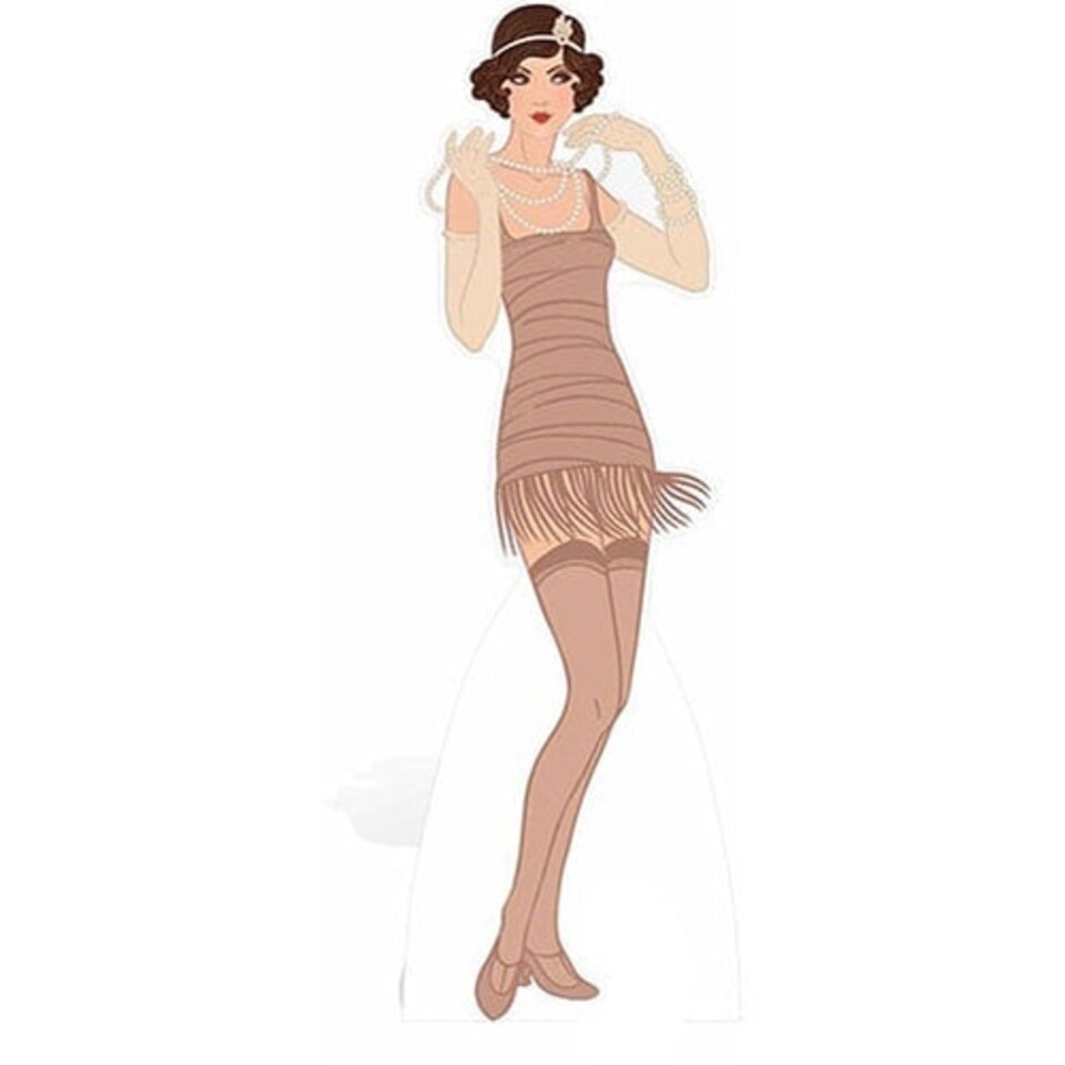 Gatsby 1920s Beige Flapper Girl Lifesize Cardboard Cutout - 177cm