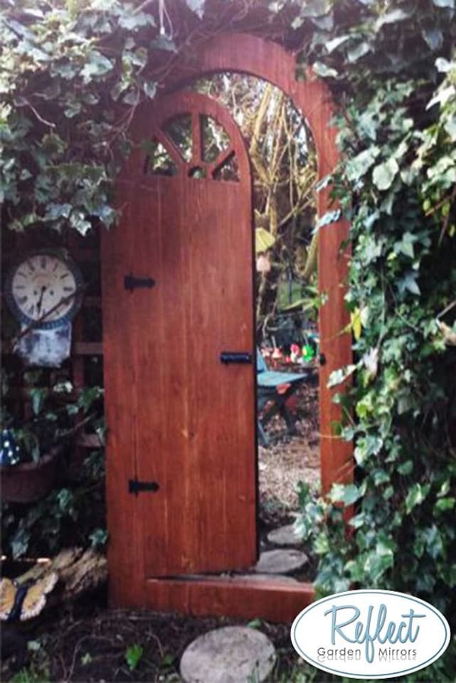 image 1 of Primrose Glass Illusion Wooden Garden Mirror Gate 6ft x 2ft 8in