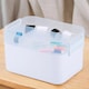 image 9 of Portable Sewing Accessories Box Kit 2 Layer Storage Organiser Trays Carry Handle | Multi | White