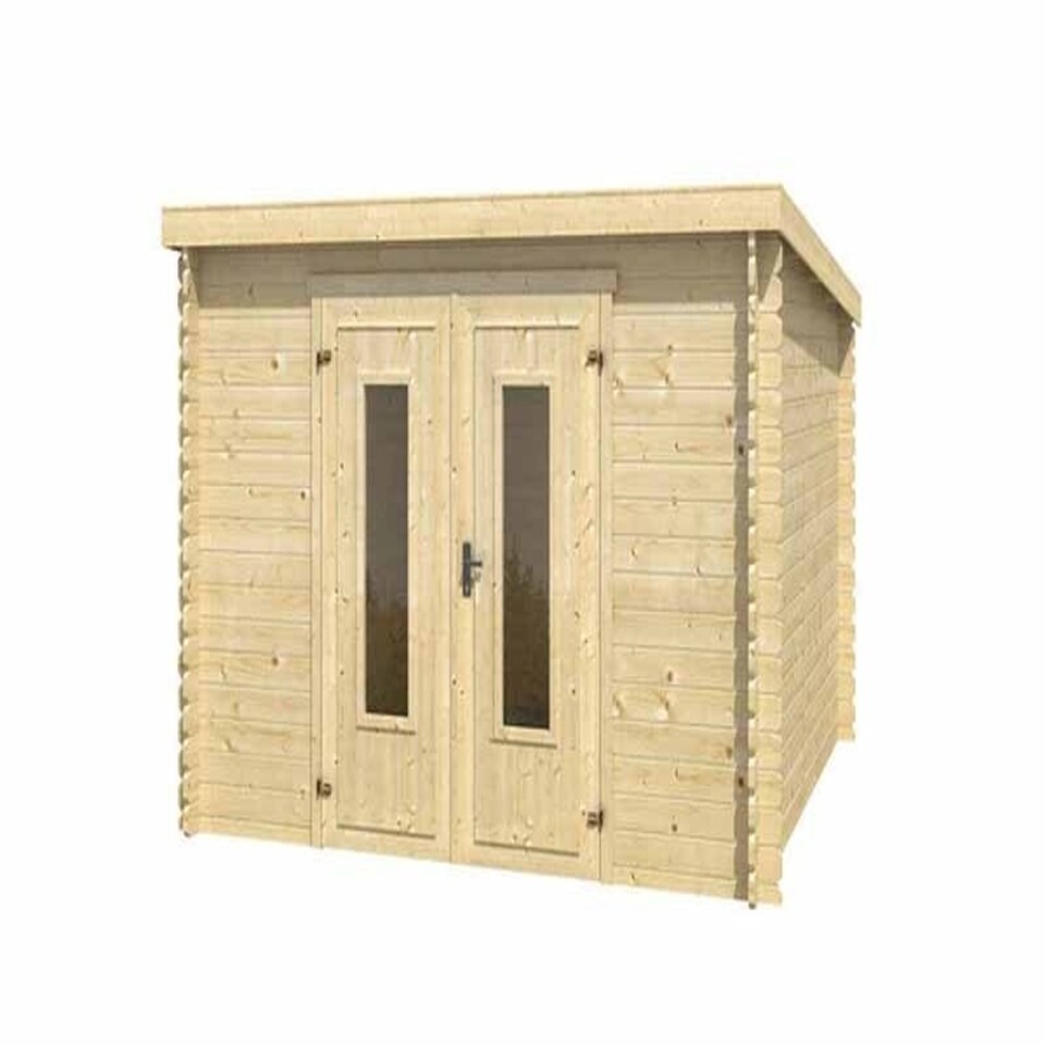 image 1 of Sacramento-Log Cabin, Wooden Garden Room, Timber Summerhouse, Home Office - L312 x W319 x H210.9 cm Brown