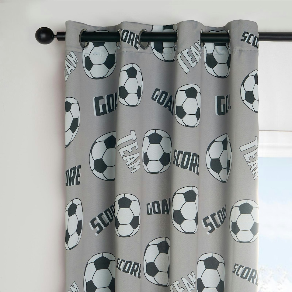 image 1 of OHS Kids Football Blackout Eyelet Curtains, 46x54" - Grey