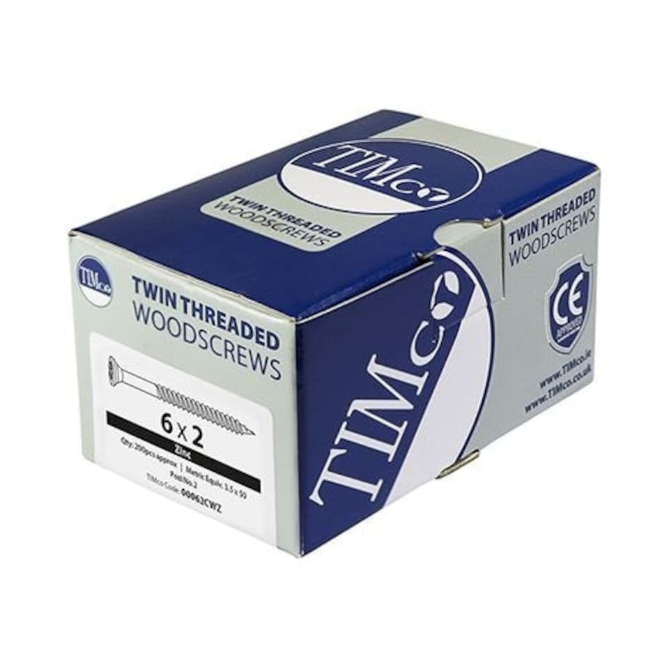 image 1 of Timco - Twin-Threaded Woodscrews - PZ - Double Countersunk - Zinc (Size 5 x 5/8 - 200 Pieces)