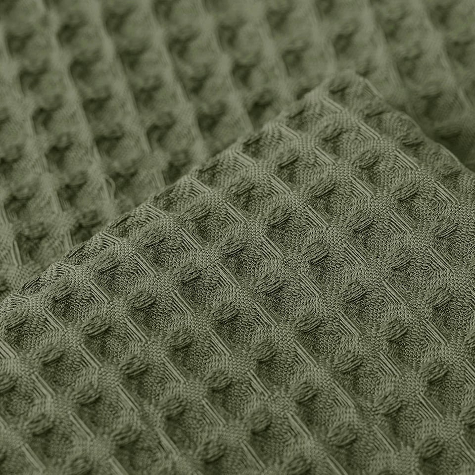 image 1 of Two Pack Waffle Cushion Covers 65 x 65cm - 100% Cotton Green | Khaki