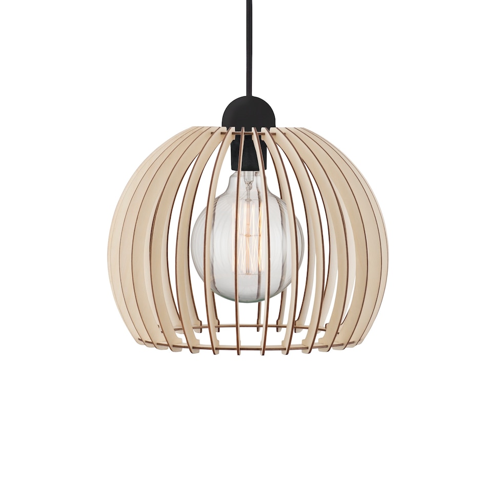 image 1 of Nordlux Chino Indoor Pendant Light Brown Wood E27 Slatted - Mains Powered, IP20