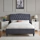 image 3 of 4ft6 Double Fabric upholstered, dark grey,buttoned back,curved bed frame,bedstead