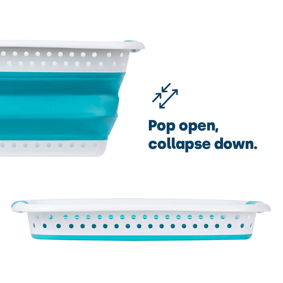 image 1 of Foldaway Laundry Basket Turquoise