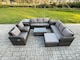 image 1 of Fimous Rattan Outdoor Garden Furniture Sofa Set Patio Table & Chairs Set with 3 Seater Sofa Reclining Chair 2 Side Table Big Footstool Dark Grey Mixed