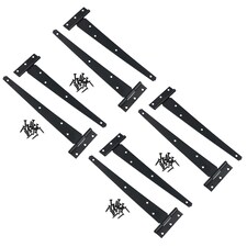 10in / 250mm Heavy Duty T Tee Hinges For Shed + Garden Gates Black Finish 8pc