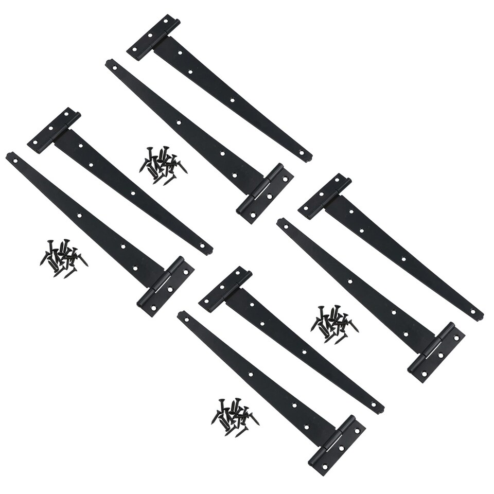 image 1 of 10in / 250mm Heavy Duty T Tee Hinges For Shed + Garden Gates Black Finish 8pc