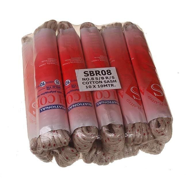 Braided Polished Red Spot Sash Cord No 8. 6mm x 10m - One Colour - One Size