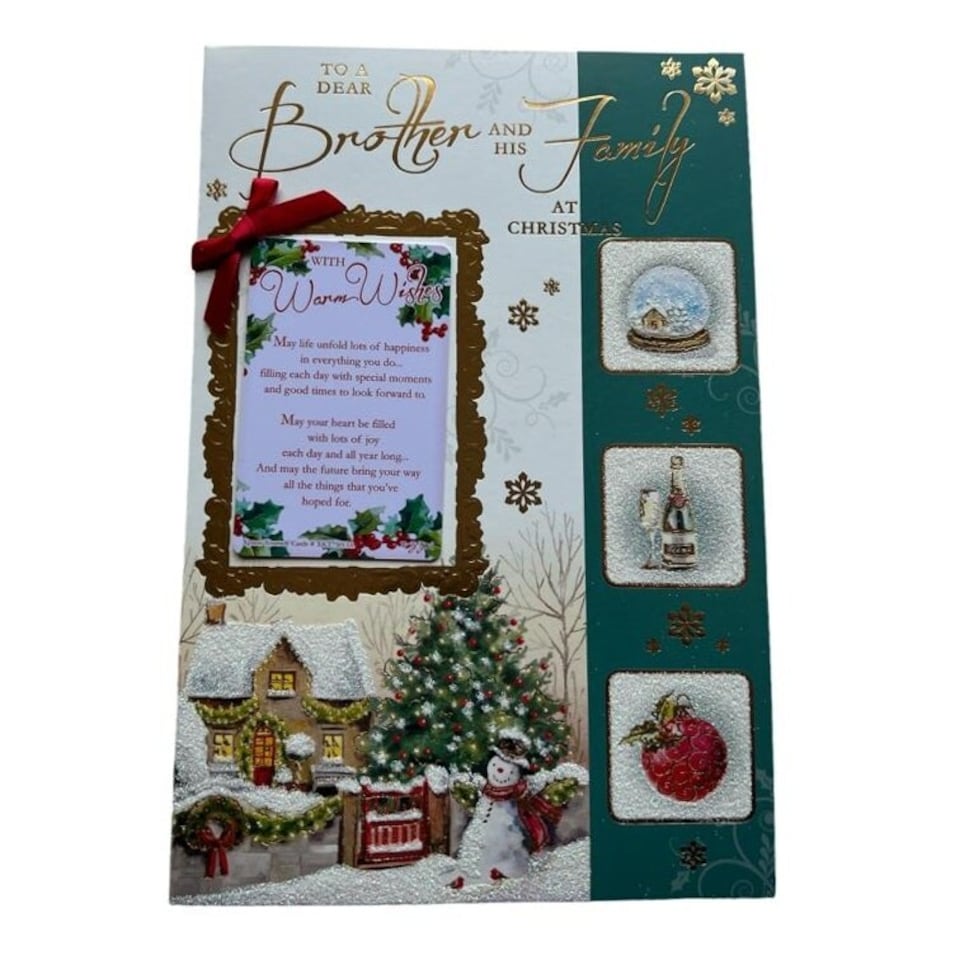 image 1 of To Brother And Family Christmas Card with a Keepsake Card