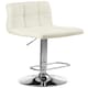 image 1 of Interiors By Premier Sleek White Quilted Chrome Base Bar Stool, Comfortable Bar Chair, Adjustable Height Modern Bar Stool