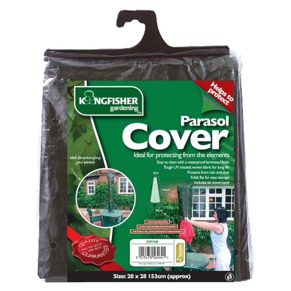 image 1 of Kingfisher Waterproof Garden Parasol Cover 18cm x 28cm x 150cm
