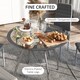 image 5 of HOMCOM Dining Table and Chairs Set for 4, 5 Piece Round Kitchen Table and Chairs with Glass Top, Shelf and High Back, Space-Saving Table and Upholstered Chairs for Small Spaces, Grey