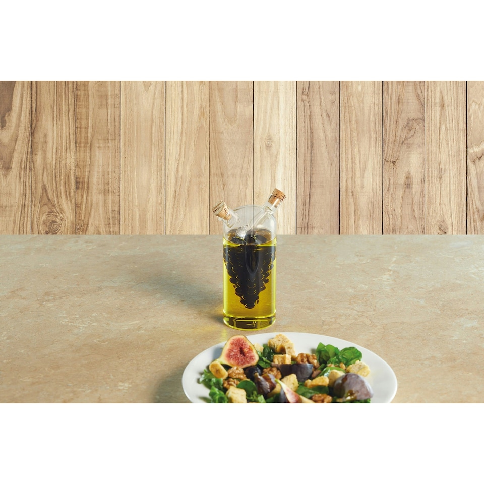 image 1 of KitchenCraft Oil Vinegar Dispenser Clear Glass 2-in-1 350ml