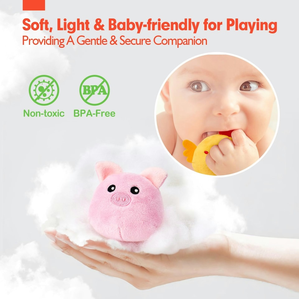 image 1 of Plush Barn with Stuffed Farm Animals, Rattle, Crinkle Paper & Baby Mirror