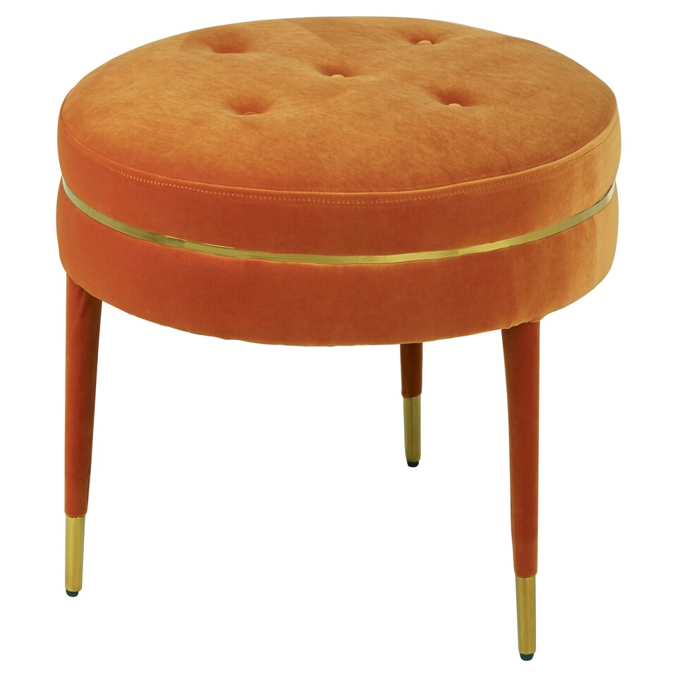 image 1 of Interiors by Premier Orange Velvet Footstool