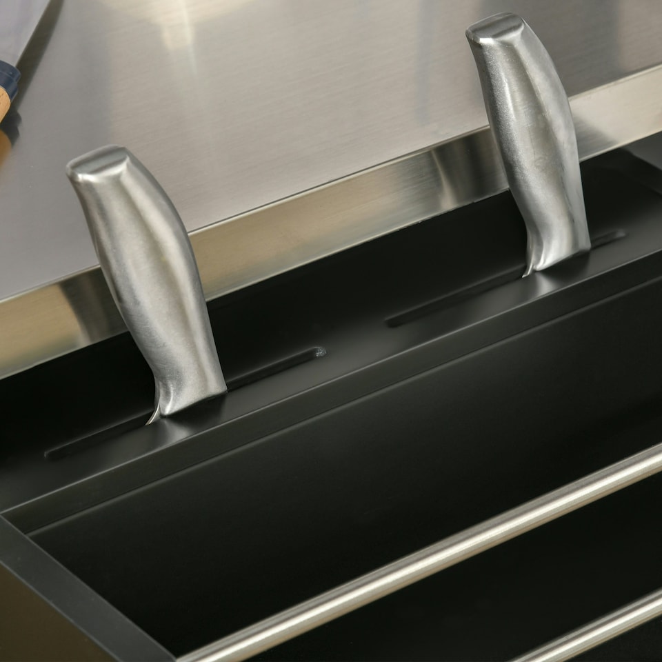 image 1 of HOMCOM Rolling Kitchen Cart Storage Trolley with Drawer Towel Rail Steel Black