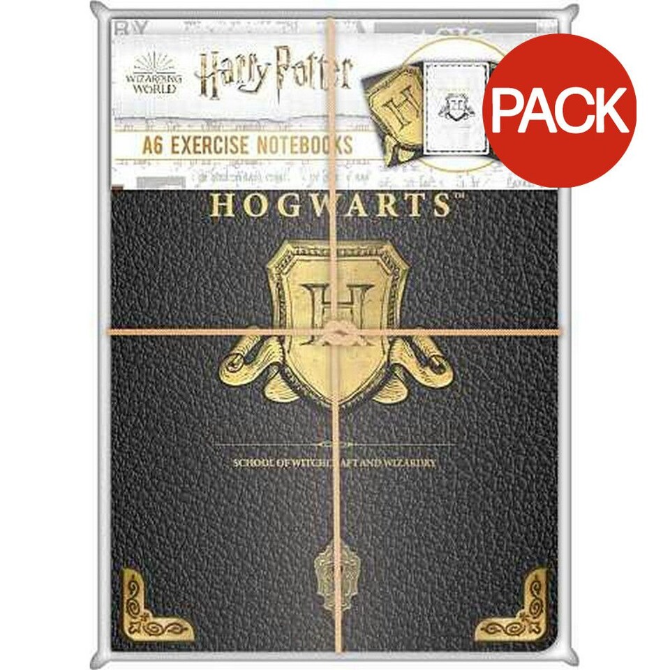 Harry Potter Hogwarts A6 Notebook (Pack of 3) - Black/White/Yellow - One Size