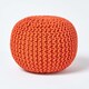 image 1 of Homescapes Burnt Orange Round Cotton Knitted Pouffe Footstool - 35 x 40 cm | Orange | H 35cm x W 40cm