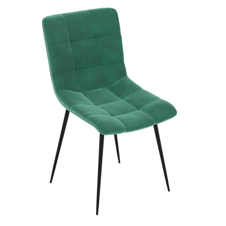 image 1 of Vida Designs Richton Set of 2 Dining Chairs Upholstered Fabric Padded Chair, Green | Green | Green