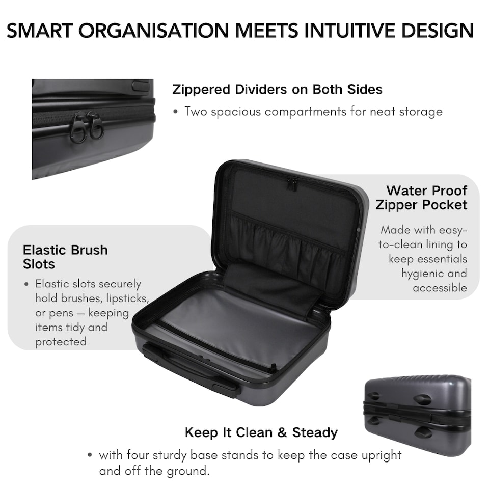 image 1 of 3 Piece Hard Shell Luggage Suitcase Set-Vanity Case + 24/28 inch Suitcase