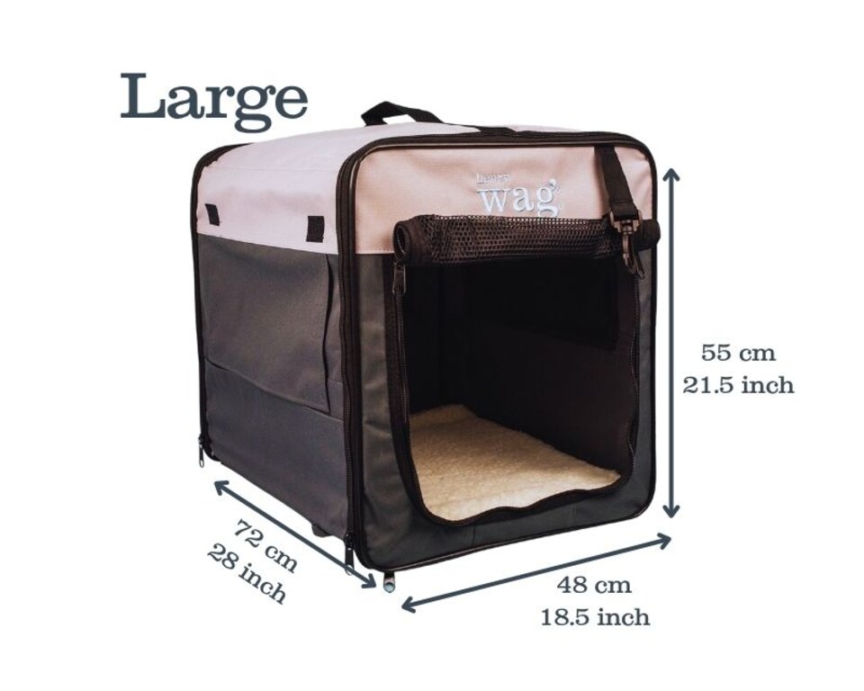 image 1 of Henry Wag Folding Fabric Travel Crate, Perfect For Home, Outdoor Use, Or Travel, Size Large | Grey | Grey | Large | 1
