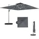 image 1 of Outsunny Garden Cantilever Parasol, Patio Umbrella w/ Solar LED Lights, Grey Grey | Grey