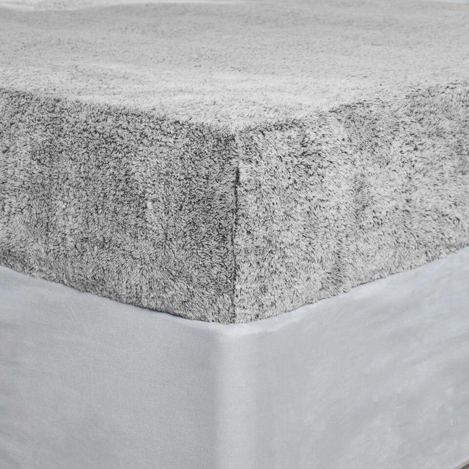 OHS Soft Warm Teddy Marl Fleece Fitted Bed Sheet, King Charcoal