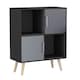 image 1 of Black 4-Cube Storage Unit with 2 Metal Handle Doors and Legs | Grey | Grey & Pine | 1