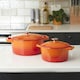 image 2 of Cooks Professional Cast Iron Casserole Set of 2 | 20cm and 26cm | Enamelled Inside and Out | Graduated Orange