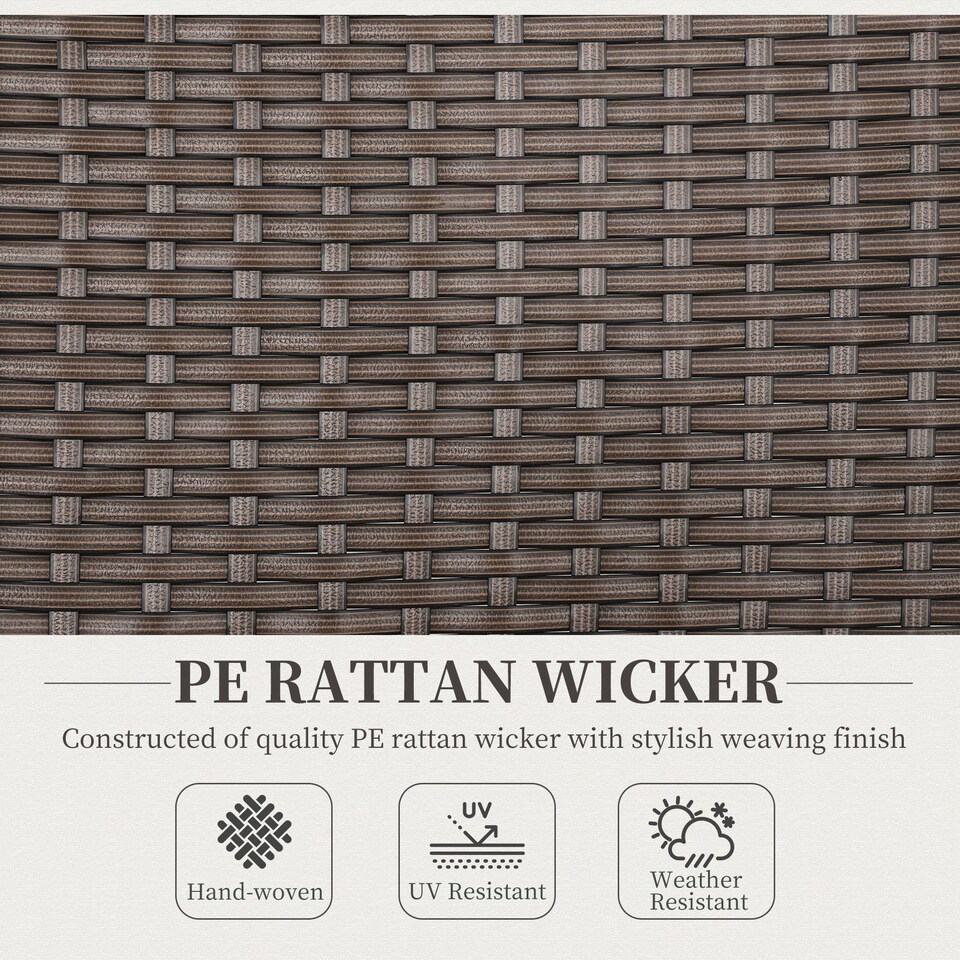 image 1 of Outsunny Folding Garden Chair, 5-level Reclining PE Rattan Garden Dining Chair with Wood Armrests, High Back and Steel Frame for Outdoor, Patio, Terrace, Porch, Brown | Brown | Brown