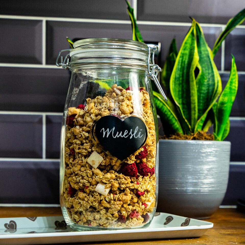 image 1 of Nicola Spring Heart Glass Storage Jar Labels - 6.5 x 5cm - Black - Pack of 6