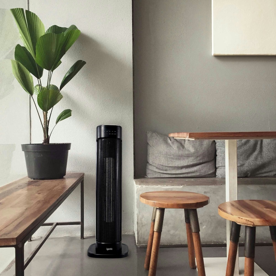image 1 of Igenix IGHT020DB Oscillating Tower Heater with 3 Heat Modes, Black