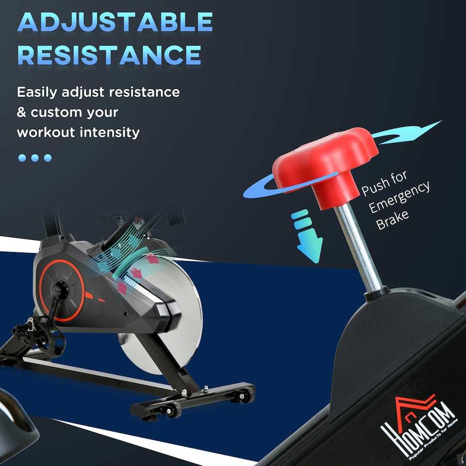 image 1 of HOMCOM Indoor Exercise Bike with Adjustable Height, Resistance