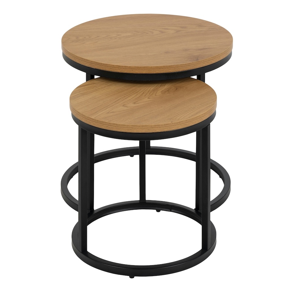 image 1 of Spiro Round Nest of Tables in Oak