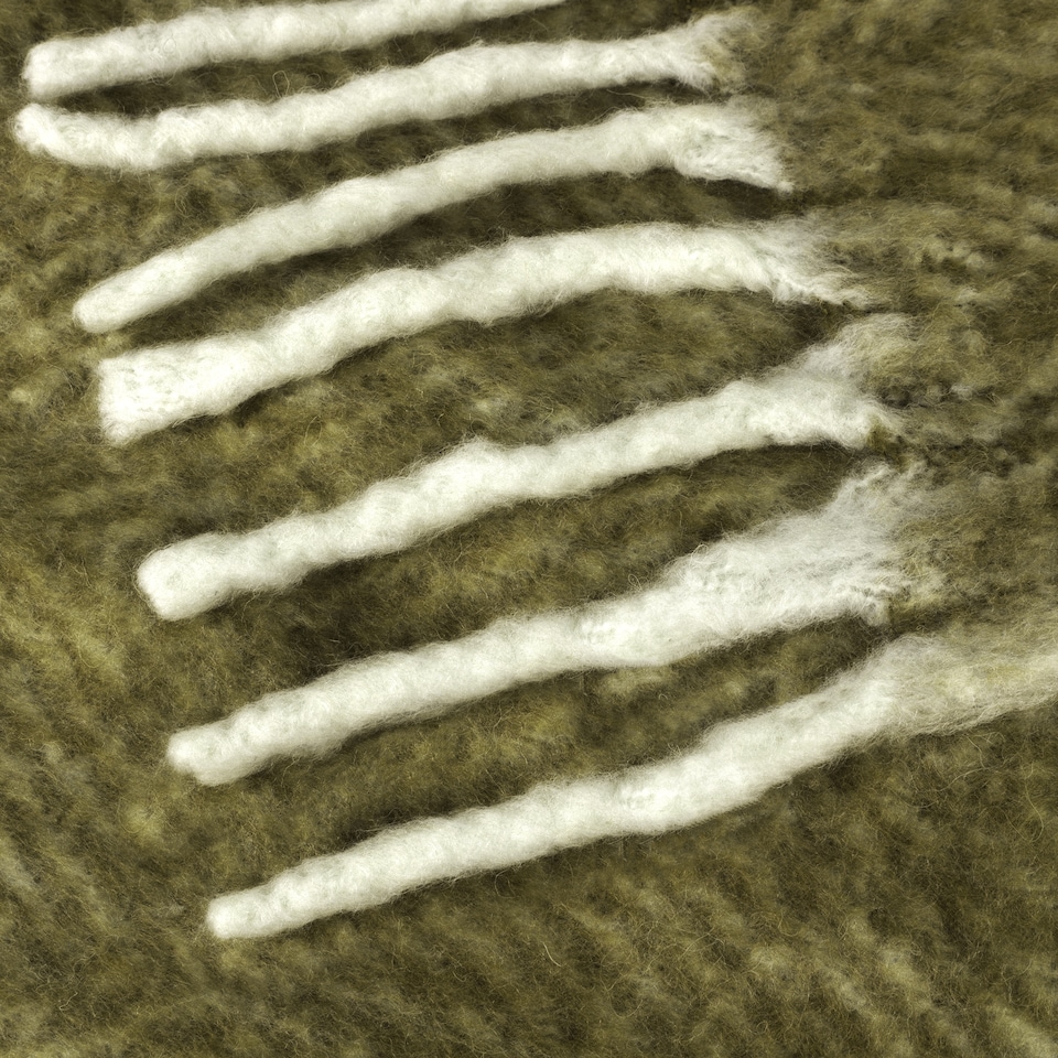 image 1 of Yard Rawton Ombre Herringbone Throw, Natural/Moss, 130 x 180cm