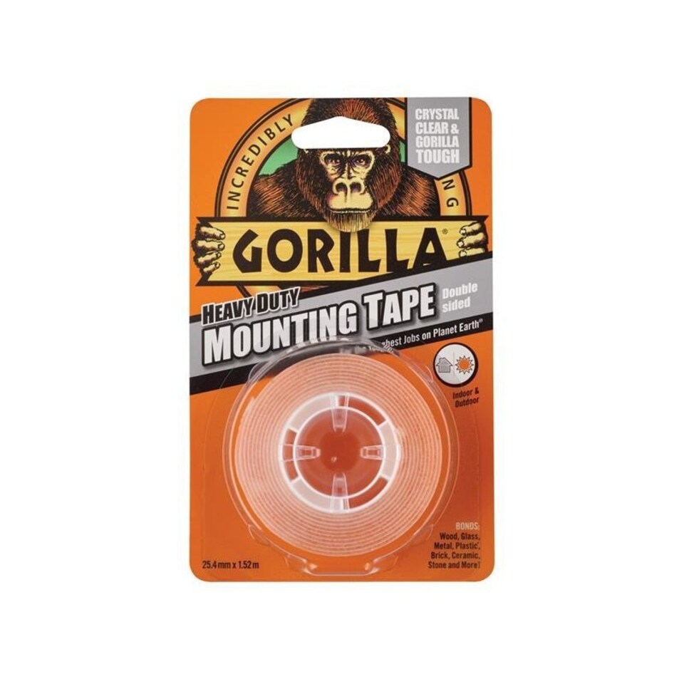 Gorilla Glue Heavy-duty Mounting Tape - Multi Colour - Crystal Clear, 25.4mm x 1.52m