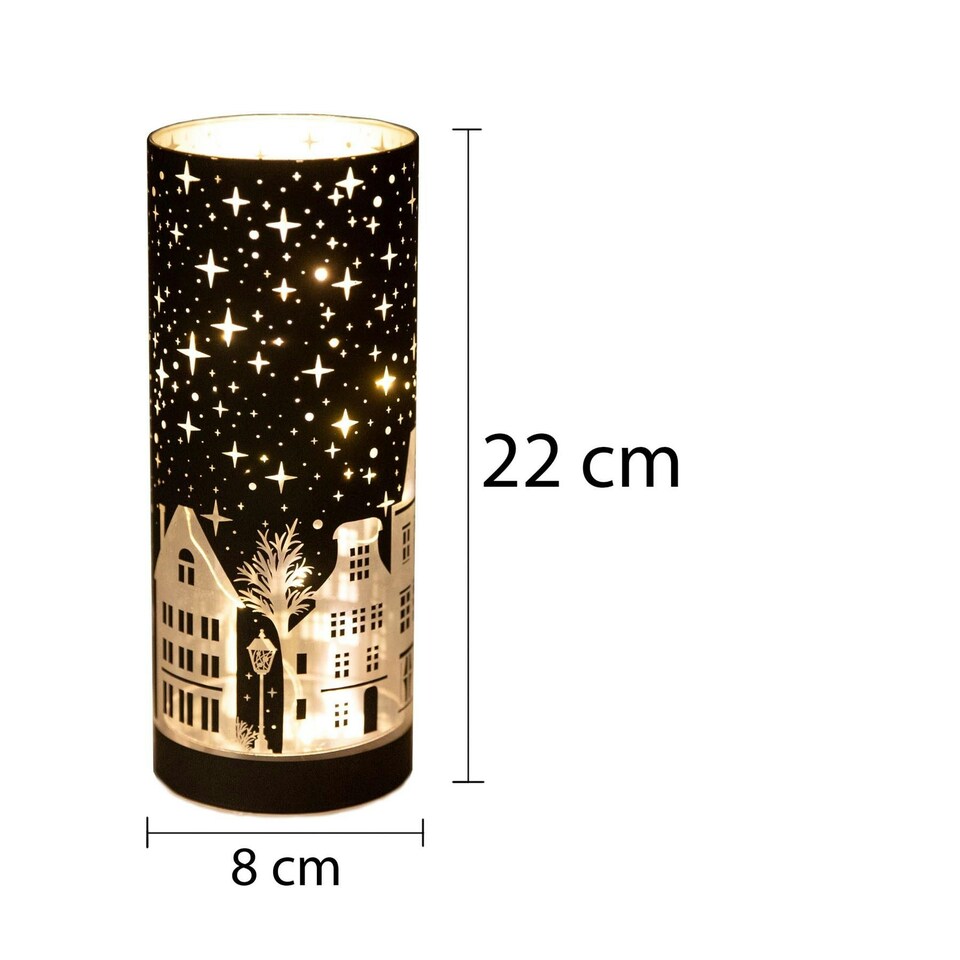 image 1 of 22cm Deep Blue Christmas Vase - LED Village Decor