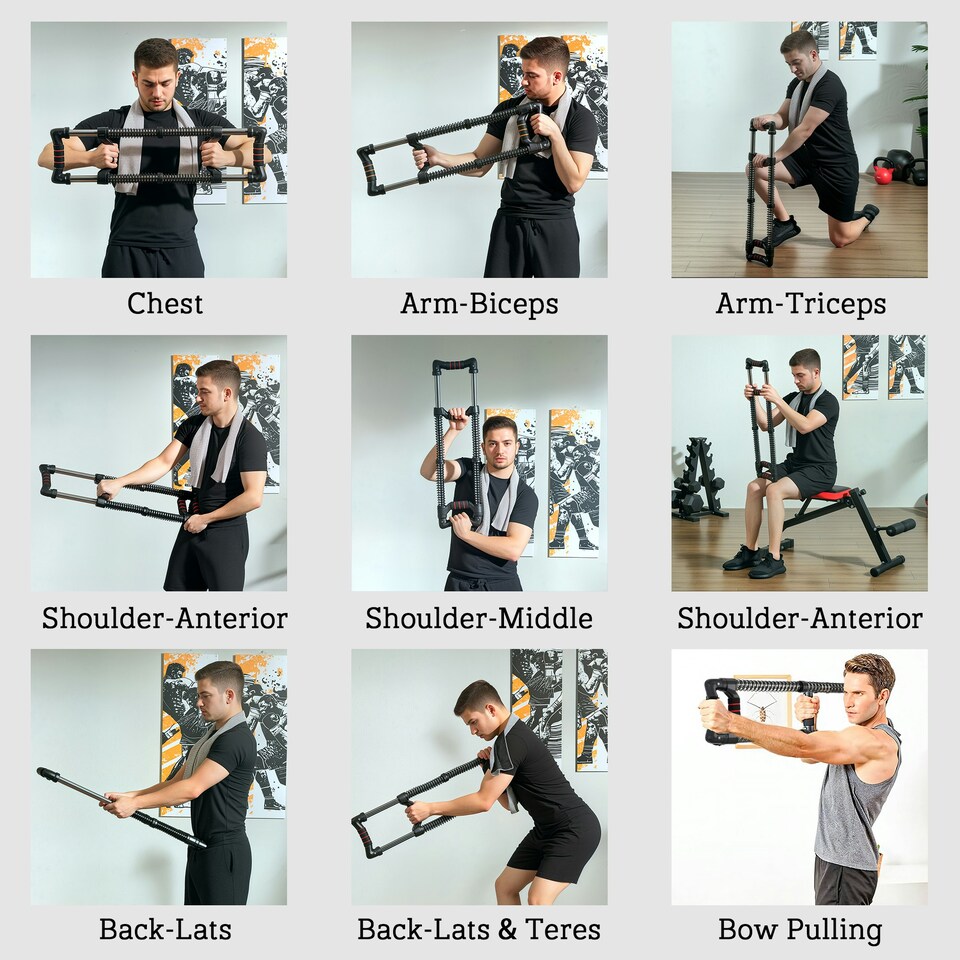 image 1 of SPORTNOW Chest Expander with 10-50kg Adjustable Resistance for Men, Women