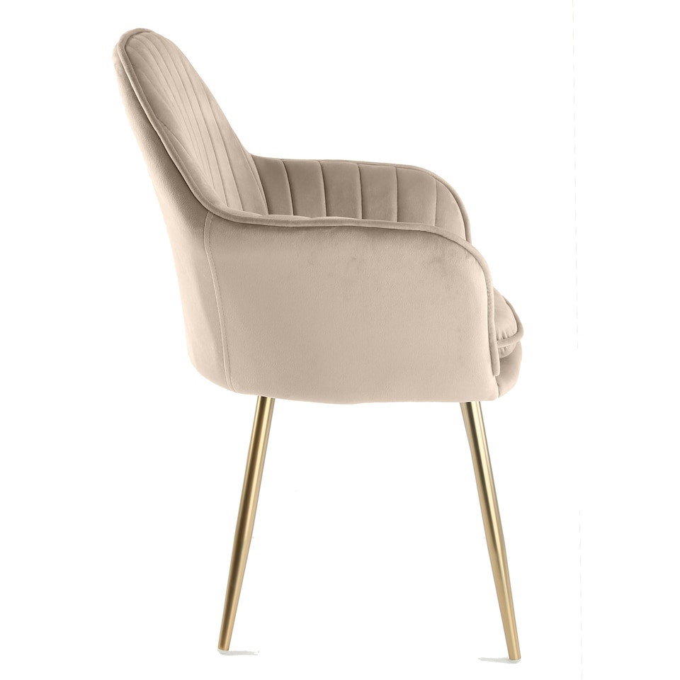 image 1 of MUSE Chair Upholstered in Velvet Fabric with Gold Legs - Taupe Brown | Taupe