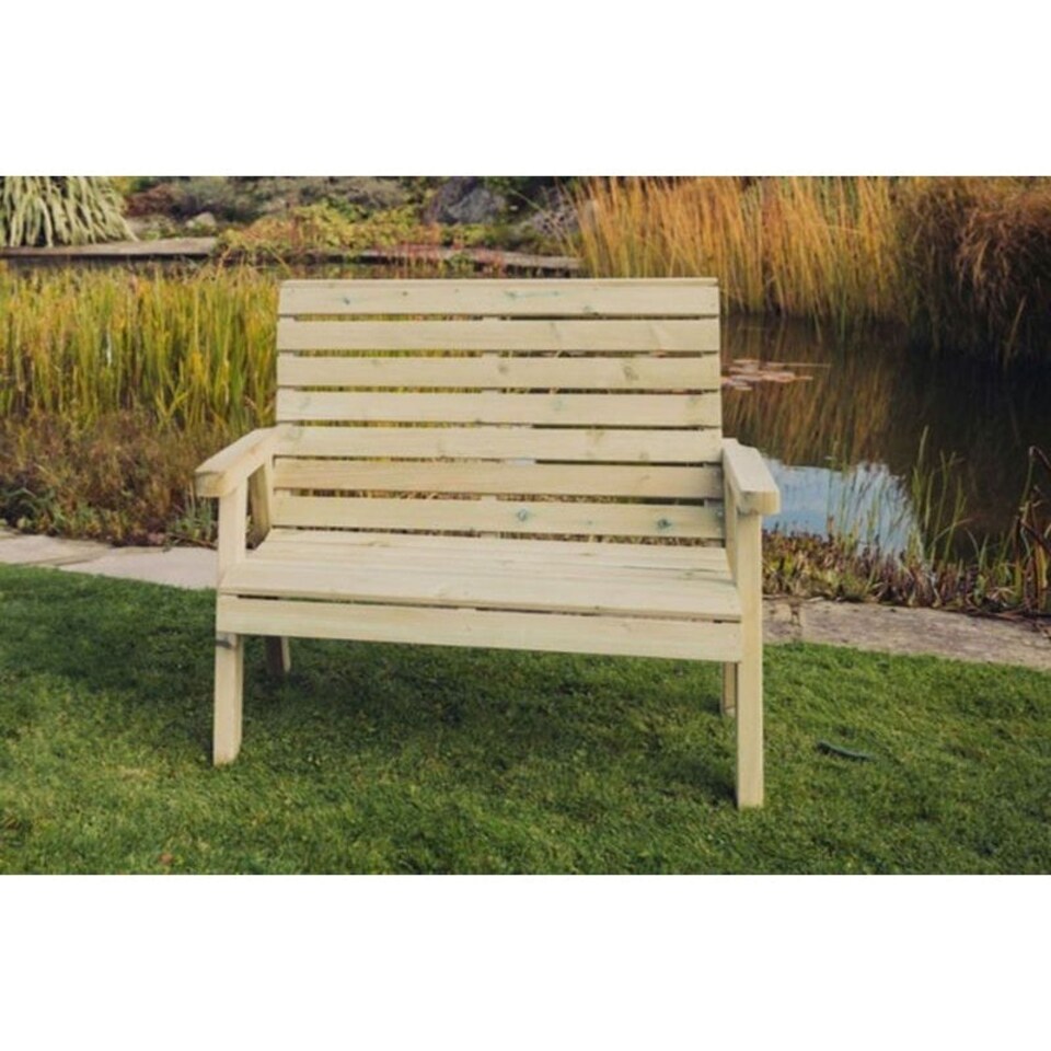 image 1 of Clover 2 Seat Garden Bench - Swedish Redwood - L75 x W120 x H90 cm - Minimal Assembly Required Brown