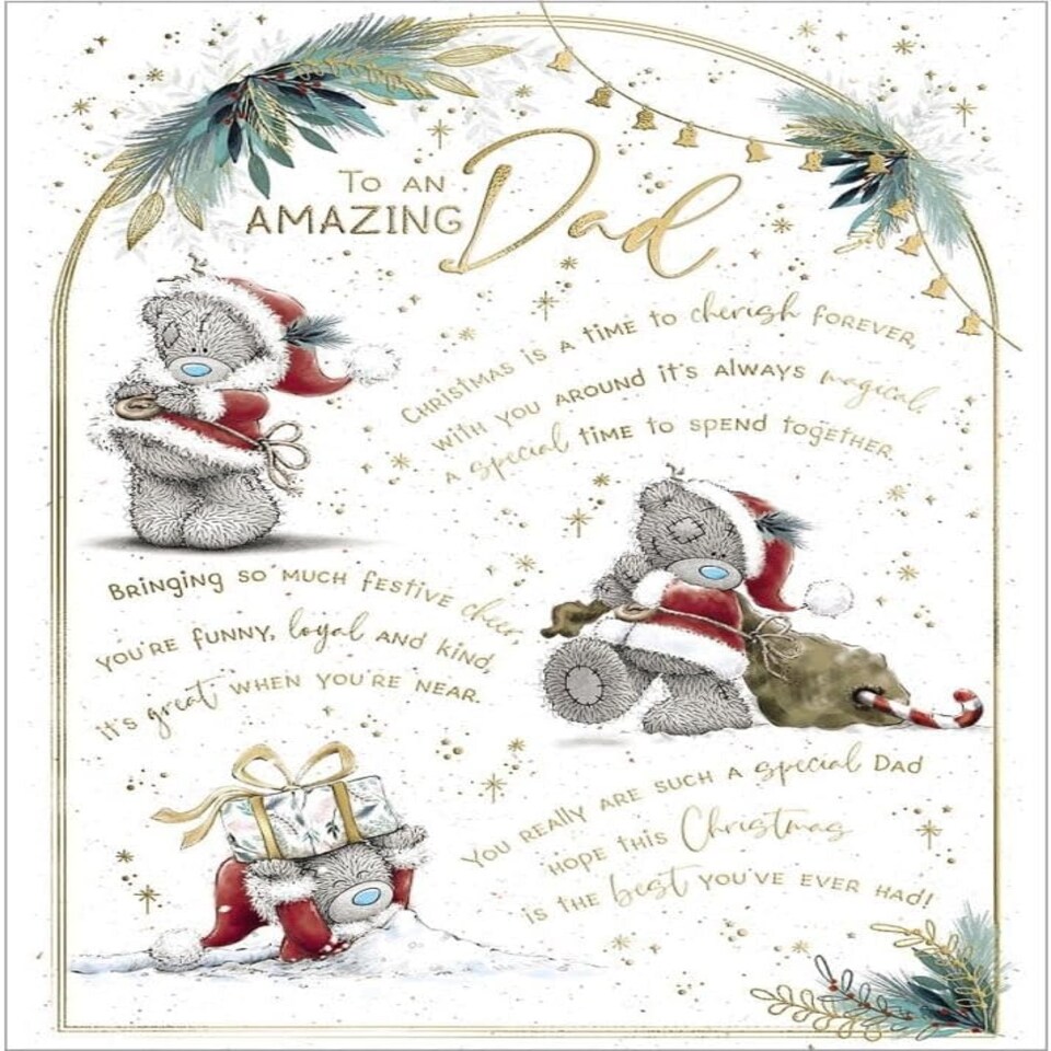 image 1 of Bear Wearing Santa Outfit Dad Christmas Card